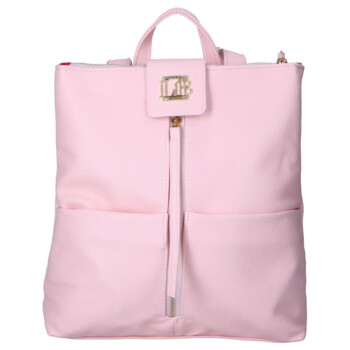 Dámský koženkový batoh růžový - Laura Biaggi Nova