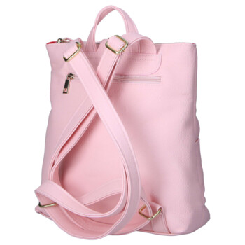 Dámský koženkový batoh růžový - Laura Biaggi Nova