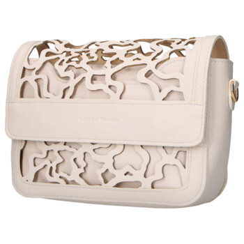 Dámska koženková crossbody kabelka béžová - Laura Biaggi Shelly