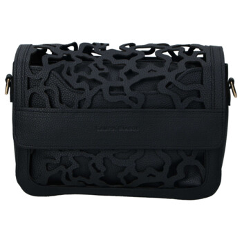 Dámska koženková crossbody kabelka černá - Laura Biaggi Shelly