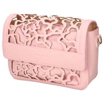 Dámska koženková crossbody kabelka ružová - Laura Biaggi Shelly