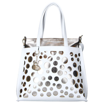 Dámská koženková kabelka přes rameno bílá - Laura Biaggi Perla