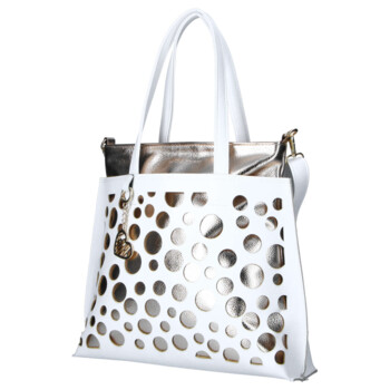 Dámská koženková kabelka přes rameno bílá - Laura Biaggi Perla