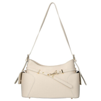 Dámská kožená kabelka přes rameno béžová - Delami Vera Pelle Slusch