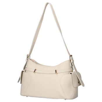 Dámská kožená kabelka přes rameno béžová - Delami Vera Pelle Slusch