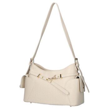 Dámská kožená kabelka přes rameno béžová - Delami Vera Pelle Slusch