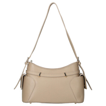 Dámská kožená kabelka přes rameno tmavě béžová - Delami Vera Pelle Slusch