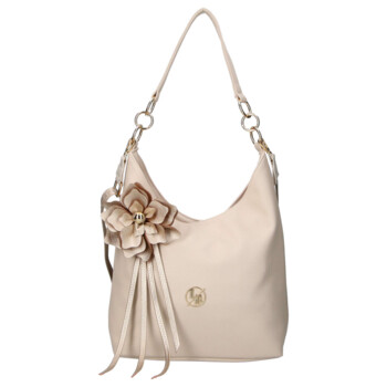 Dámská kožená kabelka přes rameno béžová - Laura Biaggi Floria