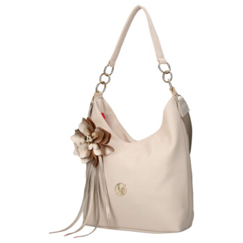 Dámská kožená kabelka přes rameno béžová - Laura Biaggi Floria