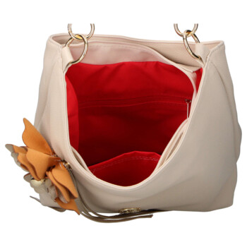 Dámská kožená kabelka přes rameno béžová - Laura Biaggi Floria