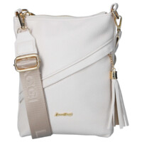 Dámská kožená crossbody kabelka béžová - Laura Biaggi Liora