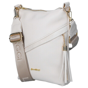 Dámská kožená crossbody kabelka béžová - Laura Biaggi Liora
