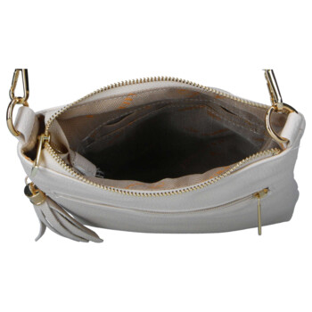 Dámská kožená crossbody kabelka béžová - Laura Biaggi Liora