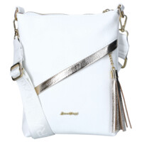 Dámská kožená crossbody kabelka bílá - Laura Biaggi Liora
