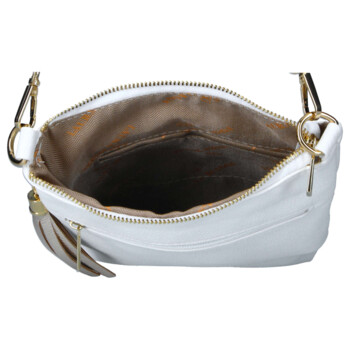 Dámská kožená crossbody kabelka bílá - Laura Biaggi Liora