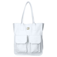 Dámská kožená shopper taška bílá - Laura Biaggi Malia