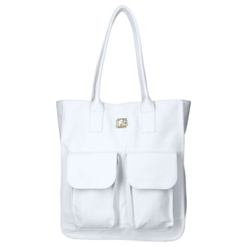 Dámská kožená shopper taška bílá - Laura Biaggi Malia