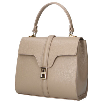 Dámská kožená kabelka do ruky tmavě béžová - Delami Vera Pelle Alessia