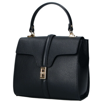 Dámská kožená kabelka do ruky černá - Delami Vera Pelle Alessia