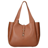 Dámská kožená kabelka přes rameno koňaková - Delami Vera Pelle Valentina