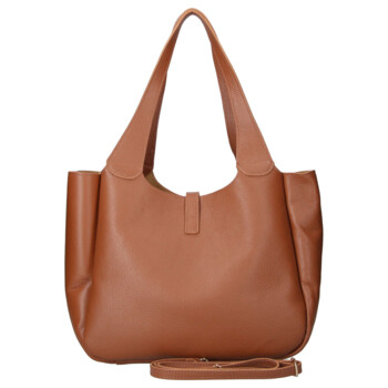 Dámská kožená kabelka přes rameno koňaková - Delami Vera Pelle Valentina