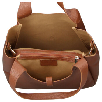 Dámská kožená kabelka přes rameno koňaková - Delami Vera Pelle Valentina