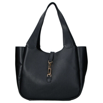 Dámská kožená kabelka přes rameno černá - Delami Vera Pelle Valentina