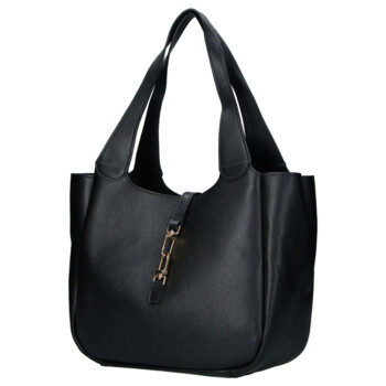 Dámská kožená kabelka přes rameno černá - Delami Vera Pelle Valentina