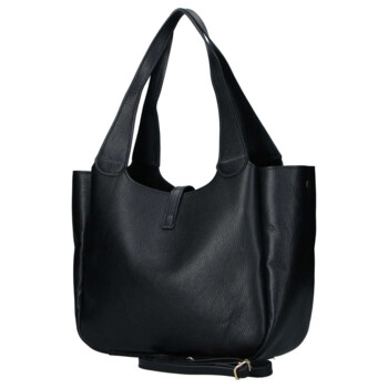 Dámská kožená kabelka přes rameno černá - Delami Vera Pelle Valentina