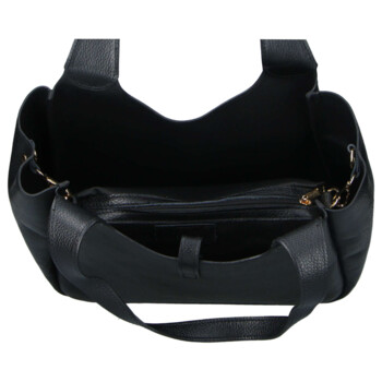 Dámská kožená kabelka přes rameno černá - Delami Vera Pelle Valentina