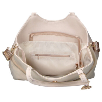 Dámská kožená kabelka přes rameno béžová - Laura Biaggi Sienna
