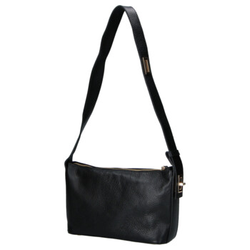 Dámská kožená kabelka přes rameno černá - Delami Vera Pelle Lygie