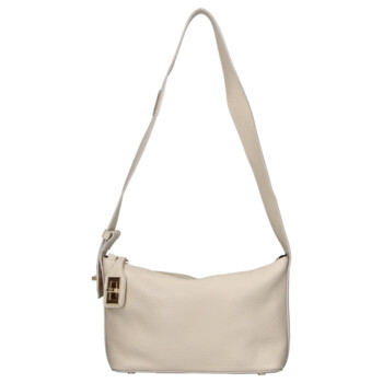 Dámská kožená kabelka přes rameno krémová - Delami Vera Pelle Lygie