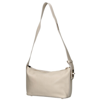 Dámská kožená kabelka přes rameno krémová - Delami Vera Pelle Lygie