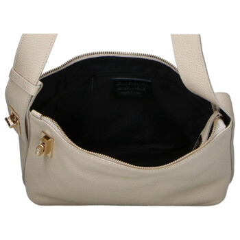 Dámská kožená kabelka přes rameno krémová - Delami Vera Pelle Lygie