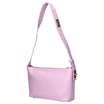 Dámská kožená kabelka přes rameno růžová - Delami Vera Pelle Lygie
