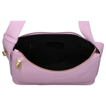 Dámská kožená kabelka přes rameno růžová - Delami Vera Pelle Lygie