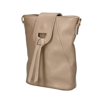 Dámská kožená crossbody kabelka béžová - Delami Vera Pelle Lala