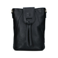 Dámská kožená crossbody kabelka černá - Delami Vera Pelle Lala