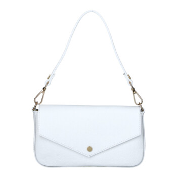 Dámská kožená kabelka na rameno bílá - Delami Vera Pelle Aksely