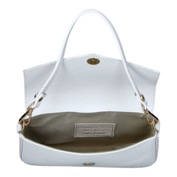 Dámská kožená kabelka na rameno bílá - Delami Vera Pelle Aksely