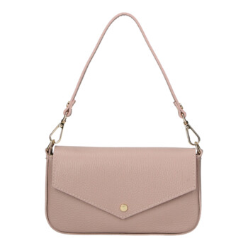 Dámská kožená kabelka na rameno starorůžová - Delami Vera Pelle Aksely