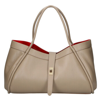 Dámská kožená kabelka do ruky béžová - Delami Vera Pelle Sabel