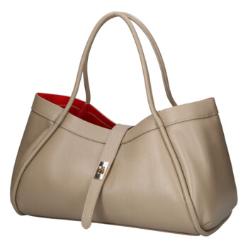Dámská kožená kabelka do ruky béžová - Delami Vera Pelle Sabel