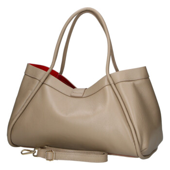 Dámská kožená kabelka do ruky béžová - Delami Vera Pelle Sabel