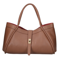 Dámská kožená kabelka do ruky hnědá - Delami Vera Pelle Sabel