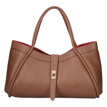 Dámská kožená kabelka do ruky hnědá - Delami Vera Pelle Sabel