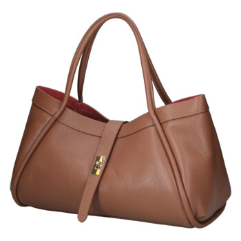 Dámská kožená kabelka do ruky hnědá - Delami Vera Pelle Sabel