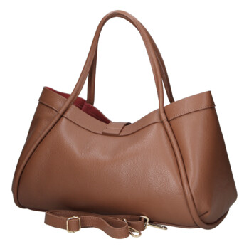 Dámská kožená kabelka do ruky hnědá - Delami Vera Pelle Sabel