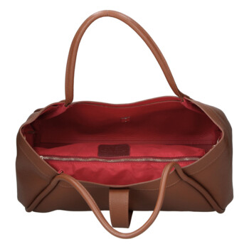 Dámská kožená kabelka do ruky hnědá - Delami Vera Pelle Sabel